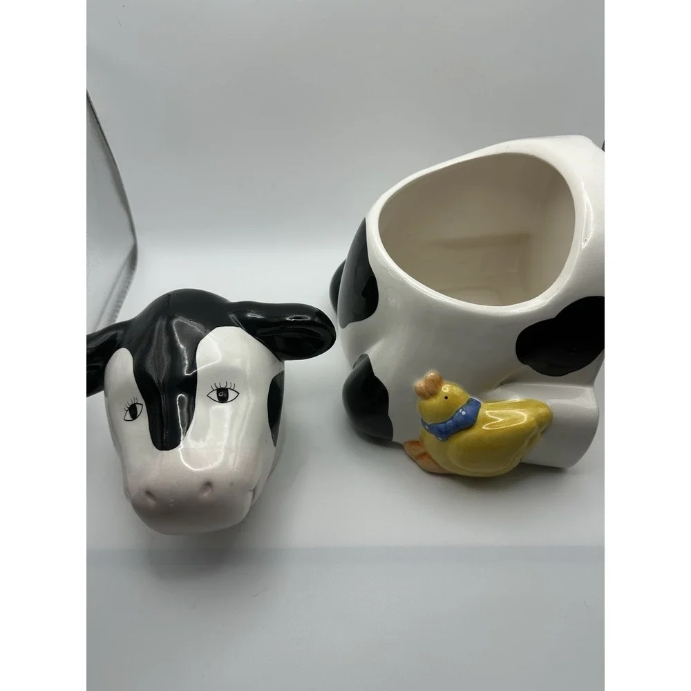 Vtg Coco Dowley Cow and Chicken Holstein Cookie Jar (Head and Middle Pieces)